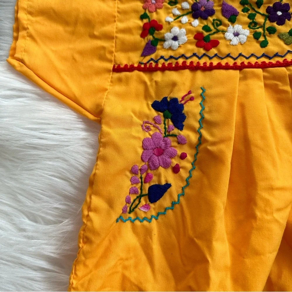 Vintage Mexican Oaxacan Embroidered Parrot Folk Peasant Loose Fit Dress, 10